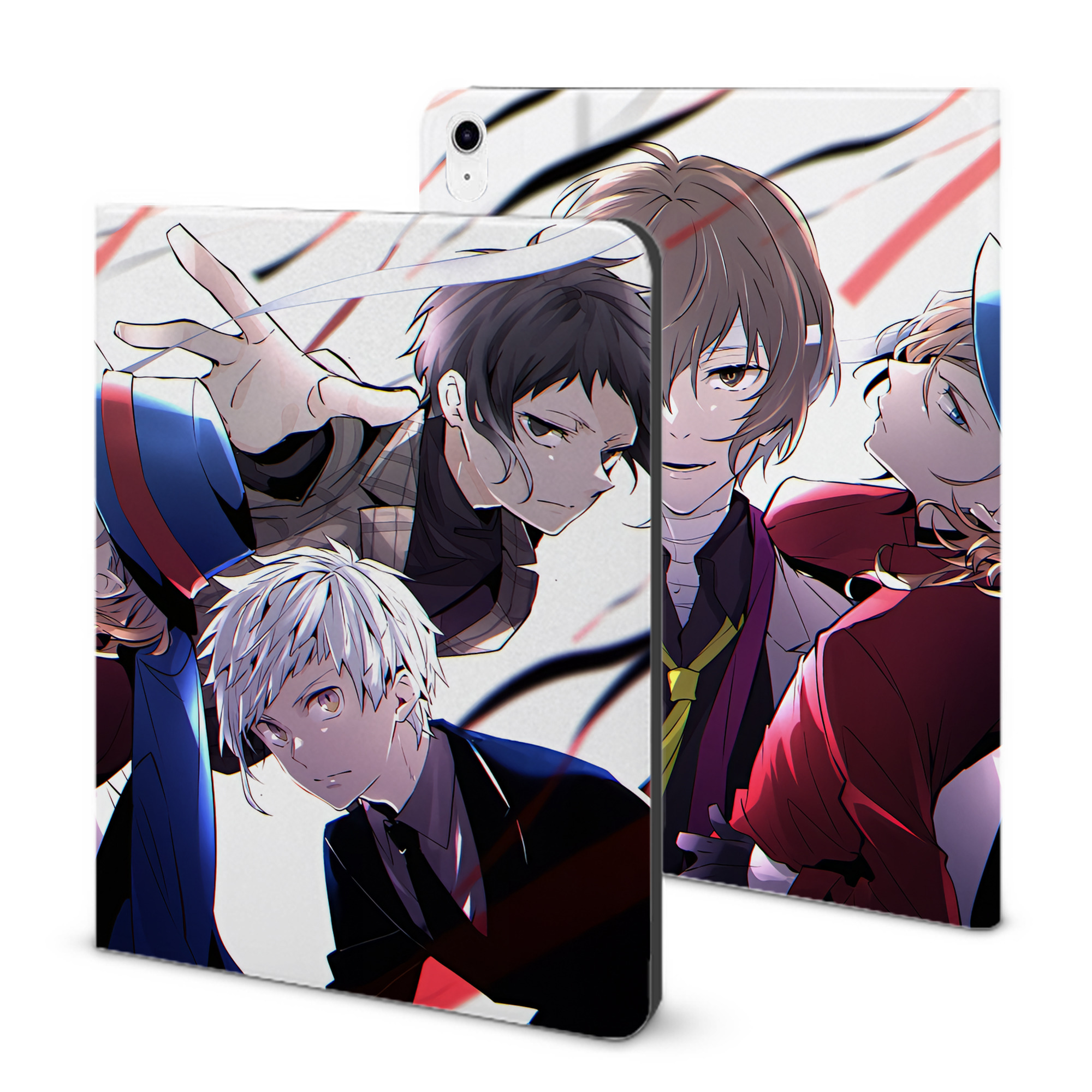 （画像用） 文豪ストレイドッグス Bungo Stray Dogs IPad ケース ブック型 PUレザー TPU 耐衝撃 軽量 薄型 ペン収納なし 全面保護 IPad 各モデル対応